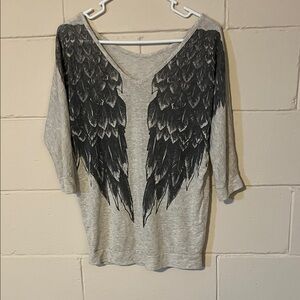 Vanilla Bay Light Beige Long Sleeve Top With Black Winged Back